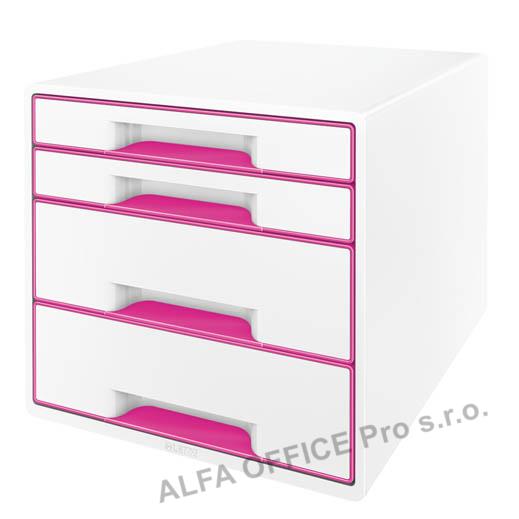 Zásuvkový box Leitz WOW - 2+2 zásuvky / růžová