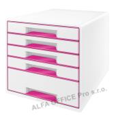 Zásuvkový box Leitz WOW - 4+1 zásuvky / růžová