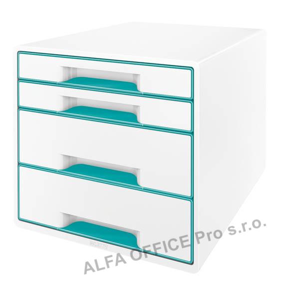 Zásuvkový box Leitz WOW - 2+2 zásuvky / tyrkysová