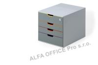 Zásuvkový box VARICOLOR® SAFE - 4 zásuvky + zámek / šedá