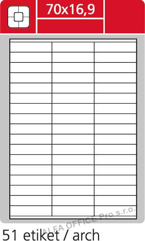 Print etikety A4 pro laserový a inkoustový tisk - 70 x 16,9 mm (51 etiket / arch ) / sníma