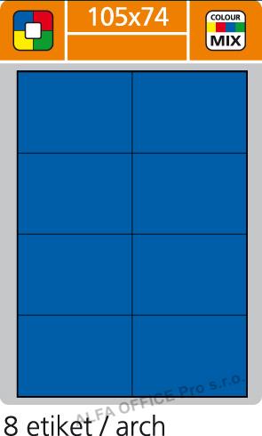 Print etikety A4 pro laserový a inkoustový tisk - 105 x 74 mm (8 etiket/ arch) modrá