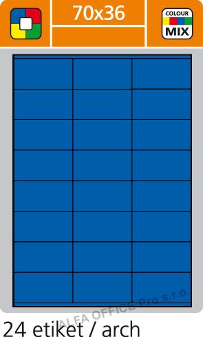 Print etikety A4 pro laserový a inkoustový tisk - 70 x 36 mm (24 etiket/ arch) modrá