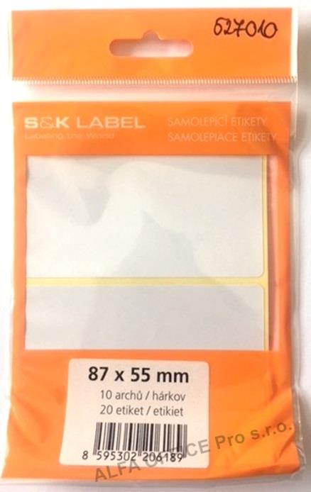 Samolepicí etikety v sáčku - 87 x 55 mm / 20 etiket