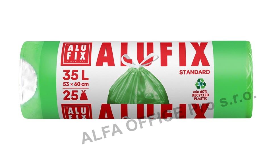 Pytle do koše Alufix Standard stahovací - 50x60cm / 35l / 14my / 25ks / zelená