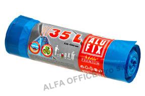 Pytle do koše Alufix Premium stahovací  - 60x50cm / 35l / 26my / 15ks / modrá