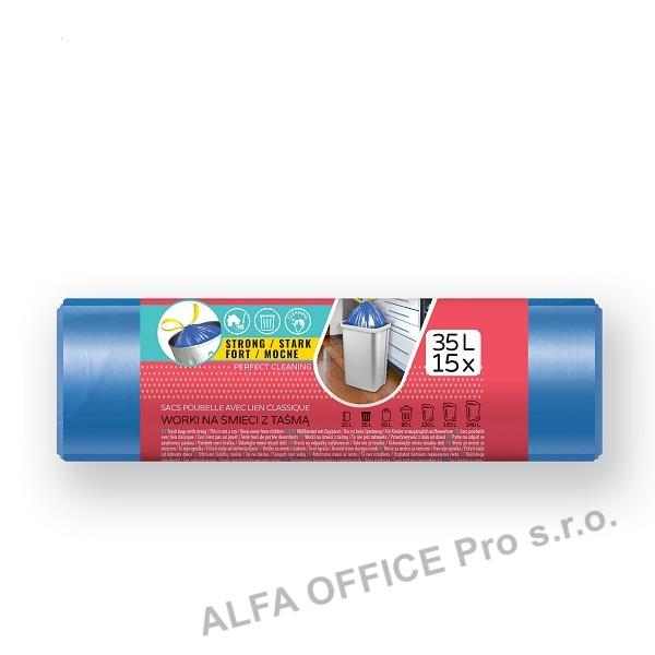 Pytle do koše ViGO! stahovací - 60x50cm / 35l / 12my / 15ks / modrá