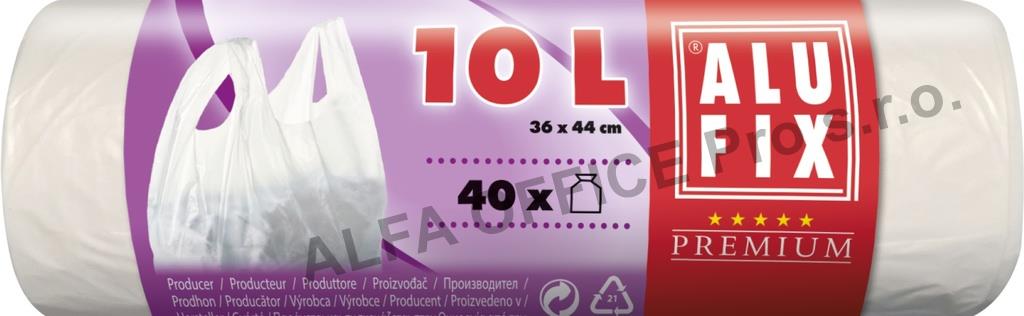 Pytle do koše Alufix Premium se zavazováním - 44x36cm + 16cm / 10l / 10my / 40ks / bílá