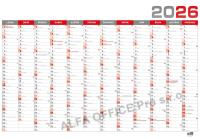 Plánovací roční nástěnné mapy - červená / BKA5