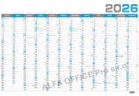 Plánovací roční nástěnné mapy - modrá / BKA4