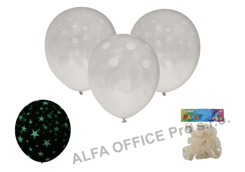 Balónek nafukovací 30 cm svítící ve tmě / sada 6ks