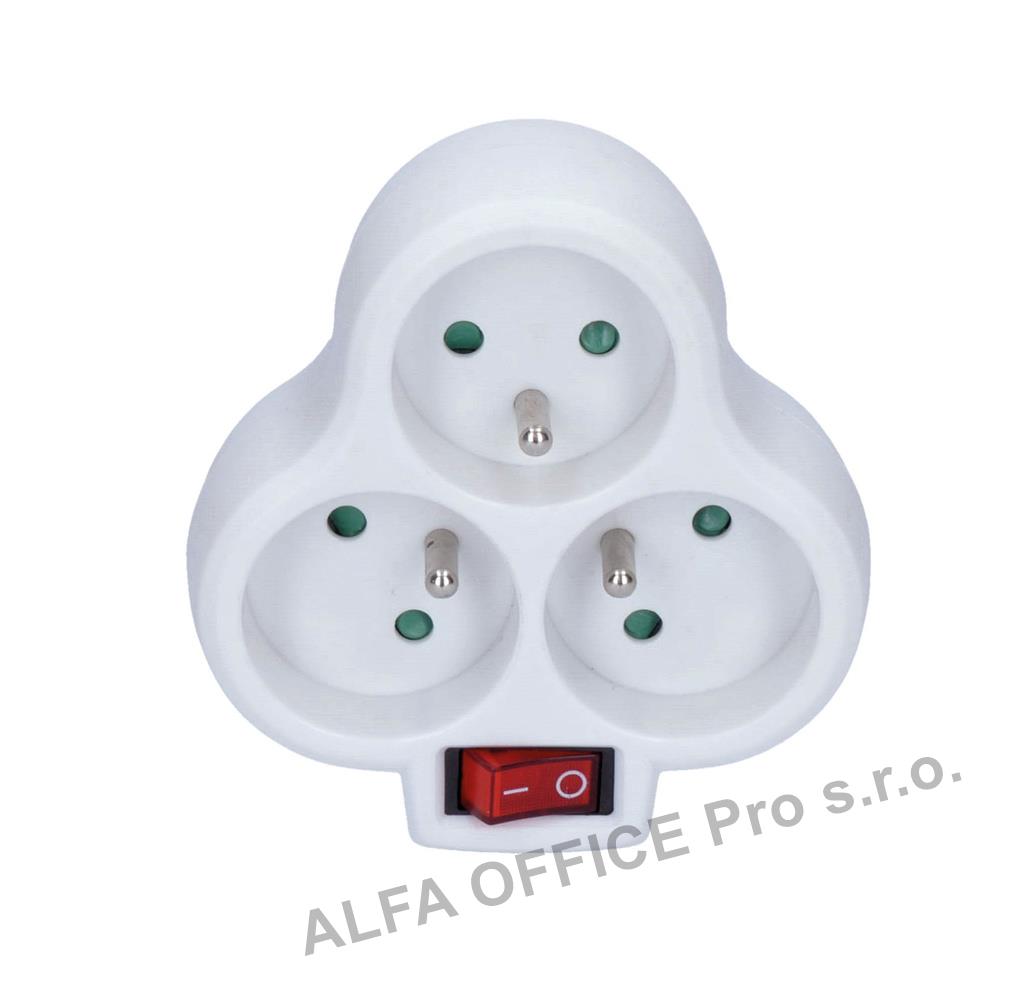 Rozbočovací zásuvka 3 x 10 A / bílá / s vypínačem