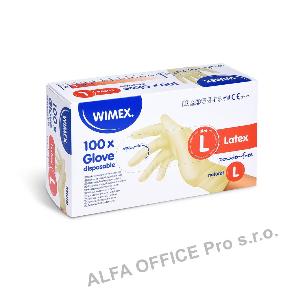 Ochranné rukavice latexové - nepudrované / velikost L / 100 ks