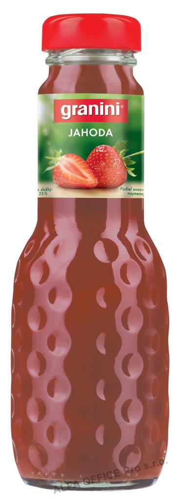Džus Granini jahoda 100% 0,2 l / sklo