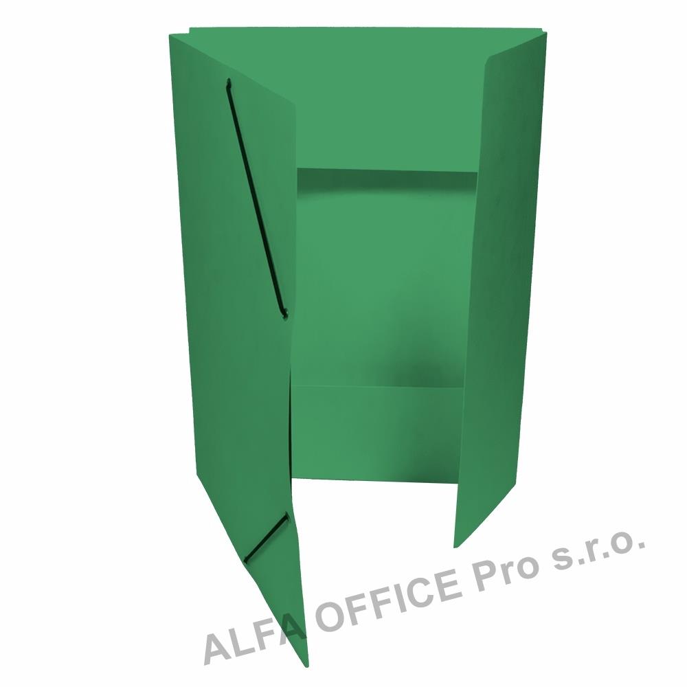 Odkládací mapy prešpánové s gumou s chlopněmi - zelená