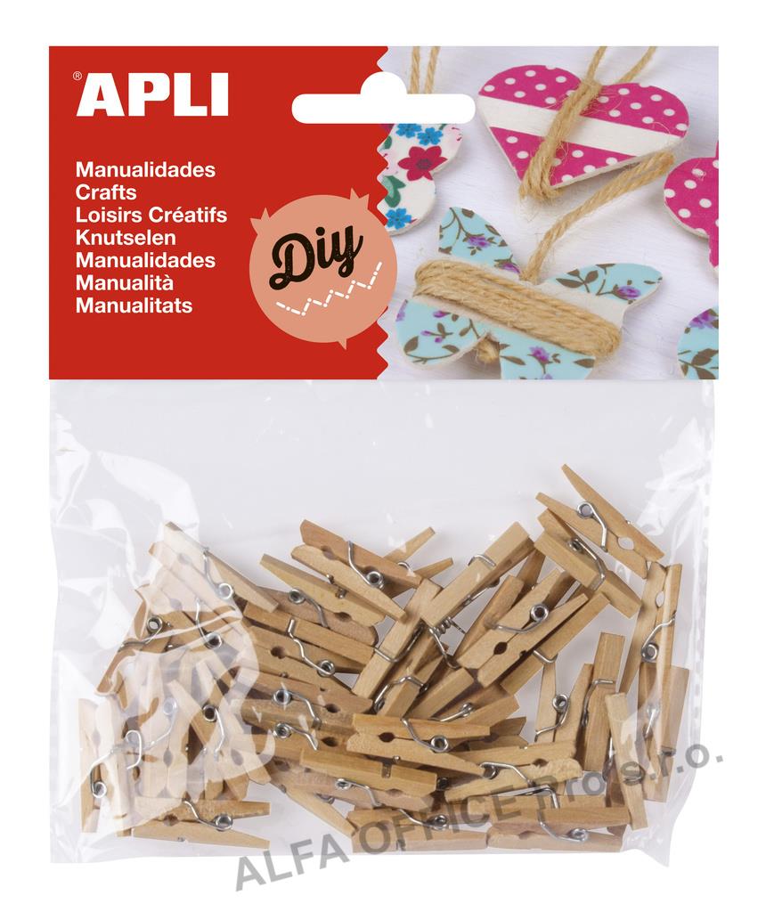 Dřevěné kolíčky APLI přírodní / 45 ks