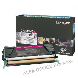 Lexmark originální toner C734A1MG, magenta, 6000str., return, Lexmark C734, C736