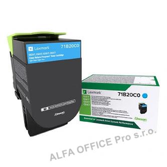 Lexmark originální toner 71B20C0, cyan, 2300str., Lexmark CS417dn/CS317dn/ CX517
