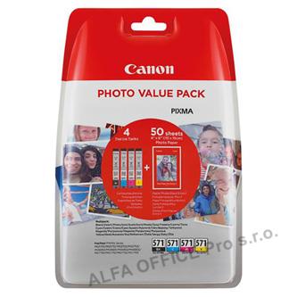 Canon originální ink CLI-571 CMYK, 0386C007, black/color, photo value pack, 4-pa