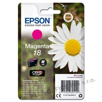 Epson originální ink C13T18034012, T180340, magenta, 3,3ml, Epson Expression Home XP-102, 