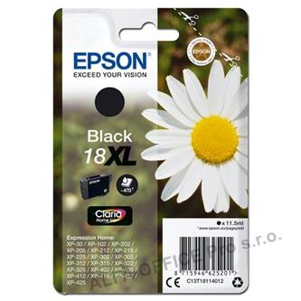 Epson originální ink C13T18114012, T181140, 18XL, black, 11,5ml, Epson Expression Home XP-