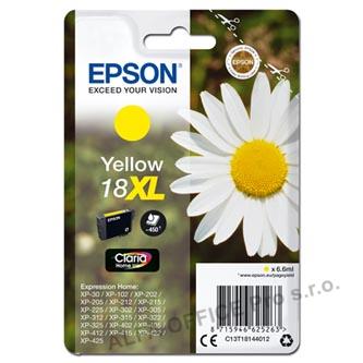Epson originální ink C13T18144012, T181440, 18XL, yellow, 6,6ml, Epson Expression Home XP-