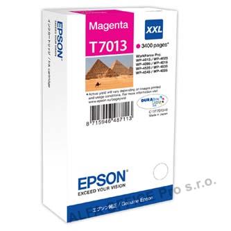 Epson originální ink C13T70134010, XXL, magenta, 3400str., Epson WorkForce Pro WP4000, 450