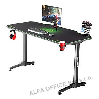  ULTRADESK Herní stůl FRAG - GREEN, 140x66 cm, 76 cm, s XXL podložkou pod myš, s 
