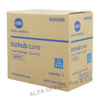 Konica Minolta originální toner A0X5455, cyan, 5000str., TNP-51C, Konica Minolta Bizhub C3