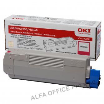 OKI originální toner 43865722, magenta, 6000str., OKI C5850, 5950, MC560, MC560n, MC560dn