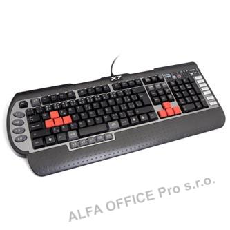 A4Tech G800V, Klávesnice herní, voděodolná typ drátová (USB), černá, CZ