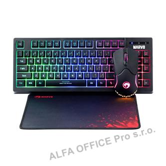 Marvo CM310 EN, RGB sada klávesnice s herní myší a podložkou, US, herní, membrán