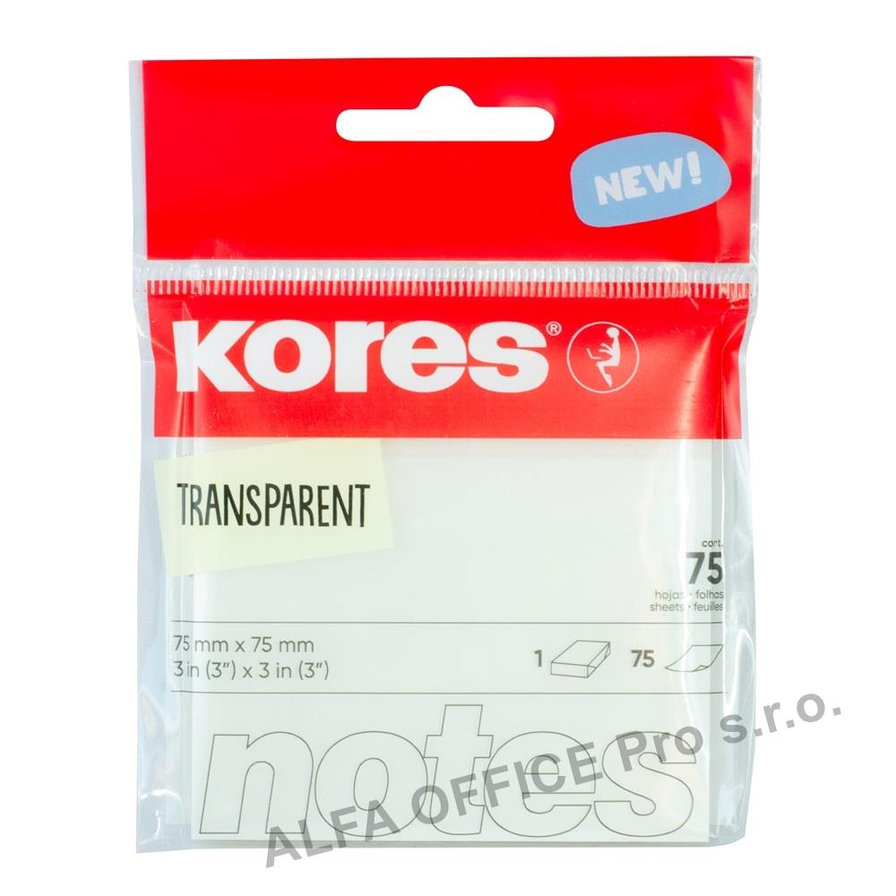 Samolepicí bloček transparentní - 75 x 75 mm / 75 lístků