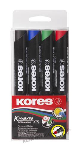 Popisovač Kores K-Marker Permanent - sada 4 ks / kulatý hrot