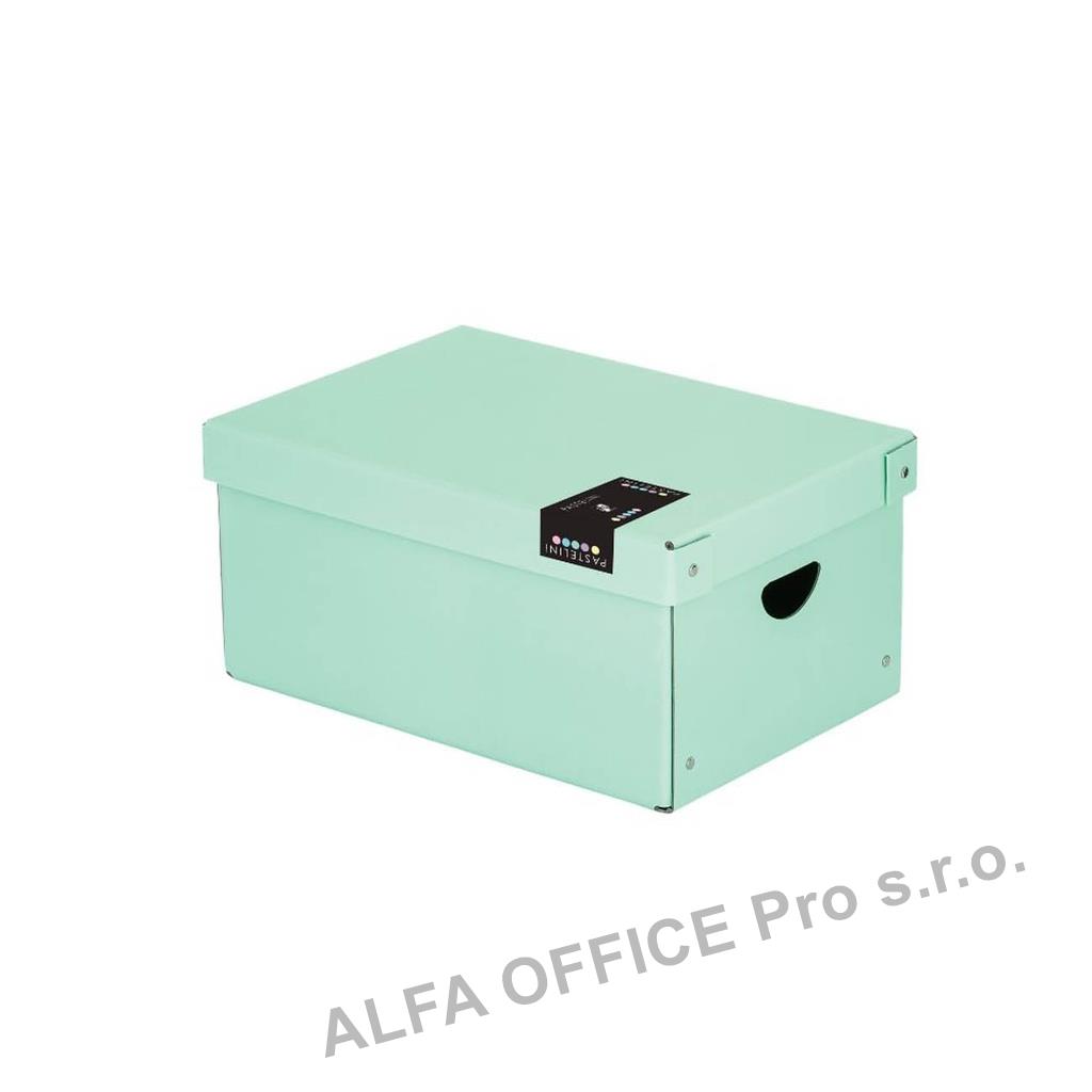 Krabice úložná lamino PASTELINi - zelená / 35,5 x 24 x 16 cm