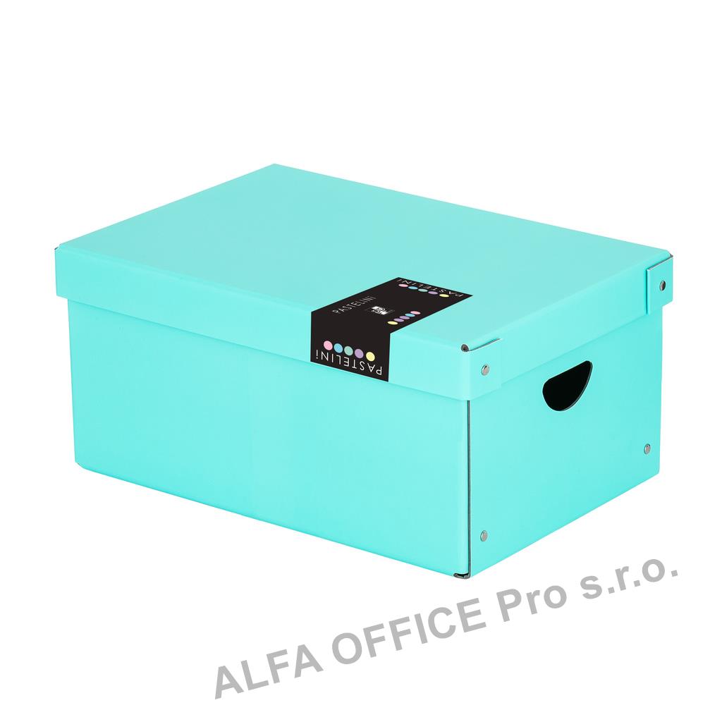 Krabice úložná lamino PASTELINi - modrá / 35,5 x 24 x 16 cm