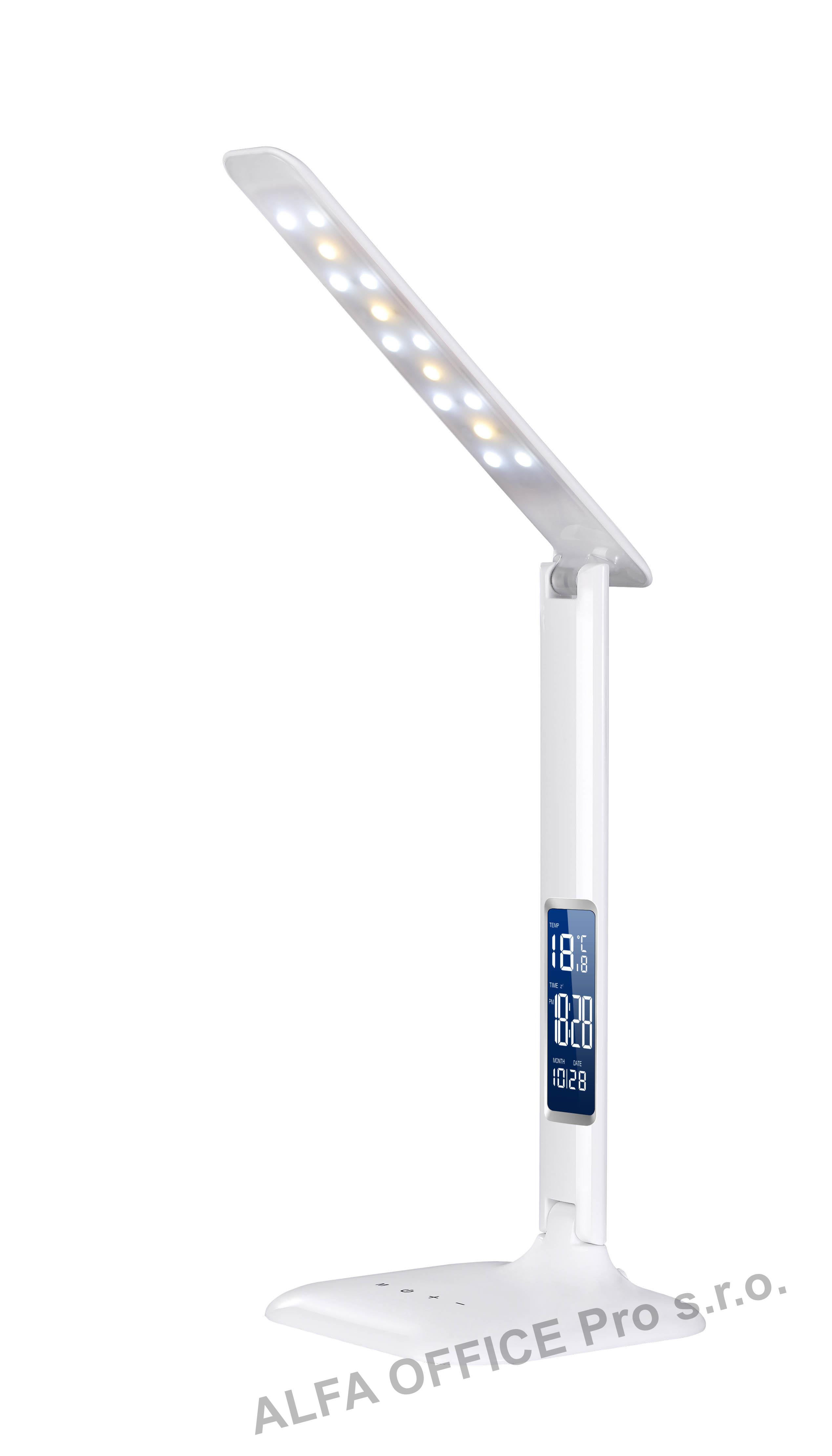 Lampa LED stmívatelná s displejem - lesklá bílá